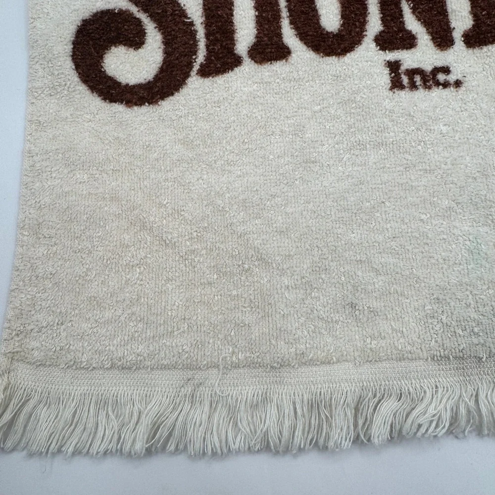 Shoney's Golf Towel Cream Brown Vintage Fringed Logo Restaurant Promo